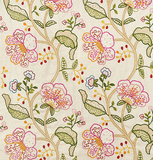 Bloom: Hand Embroidered Schumacher Fabric by the yard - Annabel Bleu