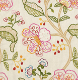 Bloom: Hand Embroidered Schumacher Fabric by the yard - Annabel Bleu