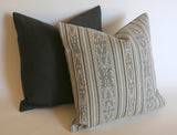 Genuine Sunbrella Pillow Cover / Grey Striped Outdoor Pillow / 18x18 Outdoor Grey Cushion / Grey Pillow cover 18x18 - Annabel Bleu
