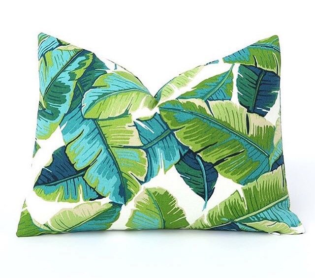 One Miami Style Tropical Palm Leaves Pillow Cover Banana Leaf
