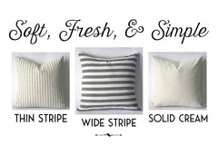 Navy Stripe pillow cover / Navy Cream 22x22 pillow or 9 other sizes / Blue pillow cover / Farmhouse Striped Pillow / French pillow Cover