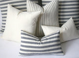 Woven Navy & Cream French Ticking Stripe Pillow cover Schoolhouse cover Euro pillow cover 26x26 28x28 industrial pillow case - Annabel Bleu