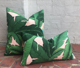 PINK background Beverly Hills Banana Leaf Zippered Pillow Cover / Indoor Outdoor Pink pillow Cover - Annabel Bleu