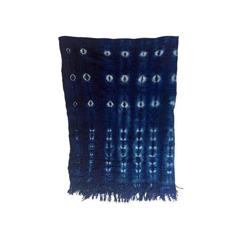One Indigo Mudcloth Fabric Throw Blanket 3.5 feet x 5 feet Mud Cloth African tribal Bohemian fabric Large Rectangular Tapestry - Annabel Bleu