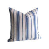 Ticking Pillow cover / Farmhouse Stripe Pillow / French Country Pillow / Blue Farm house Stripe Pillow Cover - Annabel Bleu