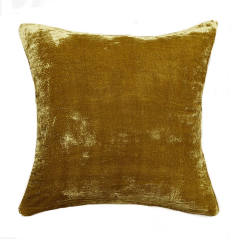 Citrine Gold Silk Pillow Cover / Silk Velvet Yellow Pillow Cover / Solid Velvet pillow case / Gold Velvet Pillow - Annabel Bleu