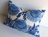 Hand Embroidered wool pillow cover / schumacher pillow cover / Blue and White Pillow cover / Swedish Decor - Annabel Bleu