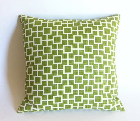 Yellow or Green Geometric Trellis Pillow Cover  / Chinoiserie Cushion Cover - Annabel Bleu