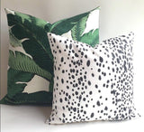 10 Sizes: Les Touches Linen Black & White Dalmatian ZIPPER Pillow Cover 18x18 20x20 24x24 26x26 White Pillow / Modern Dot Pillow Case - Annabel Bleu