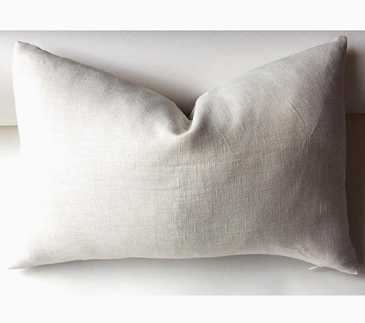 One Cream Belgian Linen Zippered Pillow cover / 12x18 Pillow cover