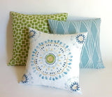 Yellow or Green Geometric Trellis Pillow Cover  / Chinoiserie Cushion Cover - Annabel Bleu