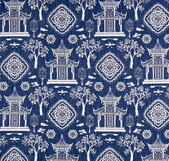 Pagoda fabric by the Yard / Linen Texture upholstery fabric / Linen Home Decor Fabric / Chinoiserie Upholstery Fabric / Asian Home Fabric