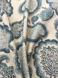 7 yards Floral Linen Fabric / Blue Linen Upholstery / Drapery Fabric / Woven Blue Fabric / Heavy weight Fabric / Dark Blue Linen - Annabel Bleu