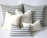 Navy Stripe pillow cover / Navy Cream 22x22 pillow or 9 other sizes / Blue pillow cover / Farmhouse Striped Pillow / French pillow Cover - Annabel Bleu