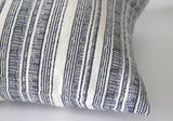 One Woven Hemp Navy or Grey Hmong Bohemian Stripe Zippered Pillow cover - Annabel Bleu