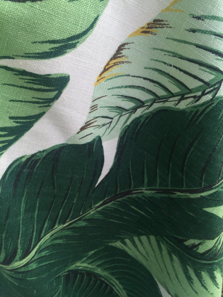 LINEN Dark Green Banana Leaves Beverly Hills Hollywood Regency Fabric ...