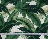 LINEN Dark Green Banana Leaves Beverly Hills Hollywood Regency Fabric by the Yard Indoor Only - Annabel Bleu