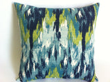 Lime Navy Turquoise Watercolor Pillow Cover / 12 x 18 18 x 18 20 x 20 22 x 22 24 x 24 26 x 26 pillow case - Annabel Bleu