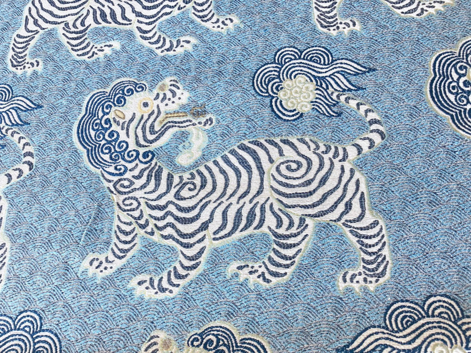 Tibet Woven Jacquard Upholstery Fabric by the yard / Chinoiserie