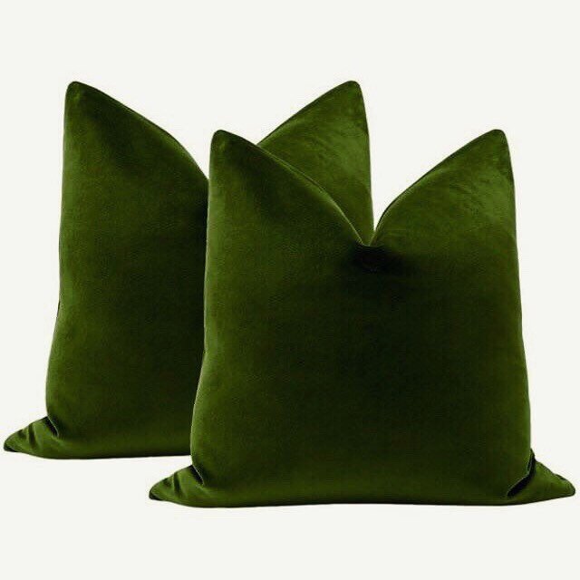 Dark Green Velvet Cushion Cover Green Velvet Pillow ZIPPER Pillow Cover Solid Green Pillow Green Velvet Pillow Cover Annabel Bleu