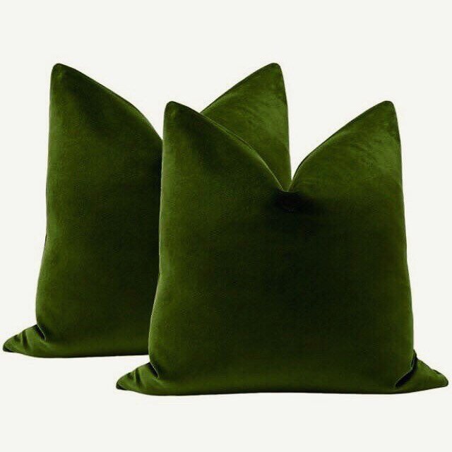 Dark Green Velvet Cushion Cover Green Velvet Pillow ZIPPER