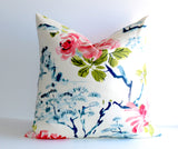 18x18 Pink & Blue Pillow Cover / Pink 18x18 Sham / 40cm x 40cm Cushion/ Fuchsia Navy 18x18 Pillow / 18x18 zipper pillow / Chinoiserie 18x1 - Annabel Bleu