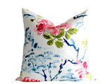 18x18 Pink & Blue Pillow Cover / Pink 18x18 Sham / 40cm x 40cm Cushion/ Fuchsia Navy 18x18 Pillow / 18x18 zipper pillow / Chinoiserie 18x1 - Annabel Bleu
