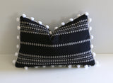 Black & White Boho Pillow / Black Embroidered Pillow / 12x21 Black Pillow / 16x16 Pillow / 14x36 Pillow / Black 26x26 Pillow Case - Annabel Bleu