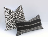 Aztec Stripe Pillow / Black & White Pillow Cover / Designer Zipper Pillow Cover / Bohemian lumbar Pillow cover / Boho Mudcloth Cushion cover - Annabel Bleu