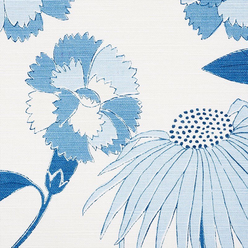 Schumacher Fabric by the yard / 54" wide Fabric / White Blue fabric by the yard / Home Decor Fabric / Blue Designer Fabric | Annabel Bleu