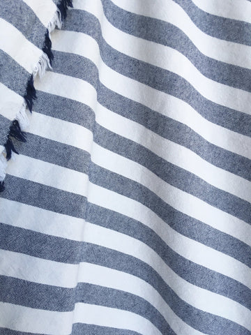 Navy Cream Striped Fabric by the yard / Home Decor Fabric / Cotton Upholstery Fabric / Medium weight fabric / French Stripe Fabric - Annabel Bleu