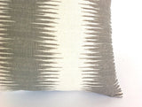 Decorative Throw Zipper Pillow Cover Gray and Cream Ikat Print 20x20 Inch Pillow Stripes - Annabel Bleu