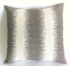 Decorative Throw Zipper Pillow Cover Gray and Cream Ikat Print 20x20 Inch Pillow Stripes