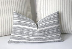 26x26 Striped Grey Pillow Cover or 9 other Sizes / Navy Throw Pillows / 26 x 26 Pillow Cover / Grey or Navy