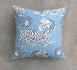 Clarence House Pillow / Tibet Woven Jacquard Pillow Cover / Blue Cushion Cover / Lumbar, Accent, and Euro Sham Pillow Covers - Annabel Bleu