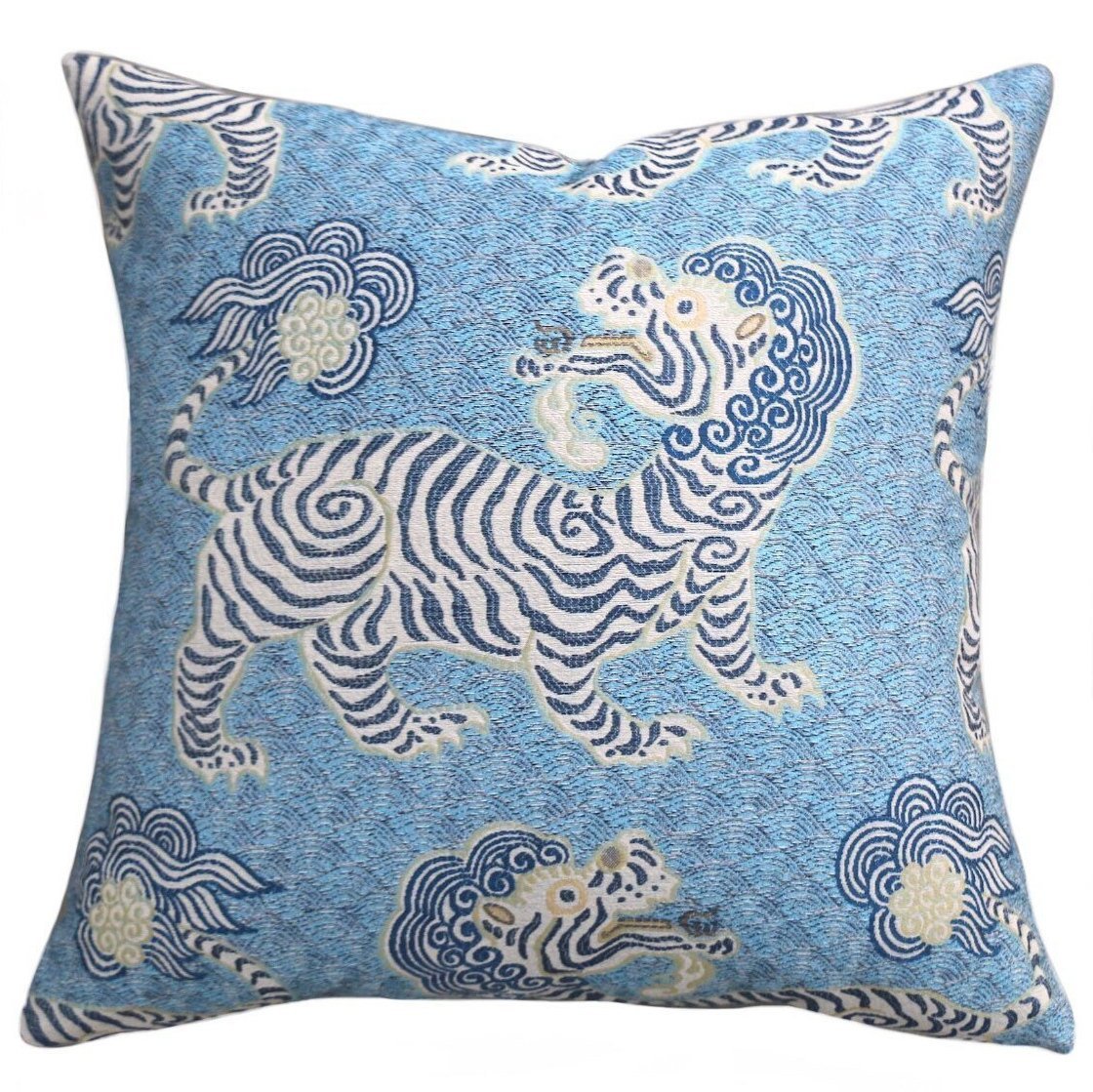 Clarence Pillow / Tibet Woven Jacquard Pillow Cover / Blue Cushion
