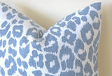 Outdoor Iconic Leopard Sky Pillow Cover / Schumacher Sky Leopard Cushion Cover / Indoor or Outdoor Pillow Cover - Annabel Bleu
