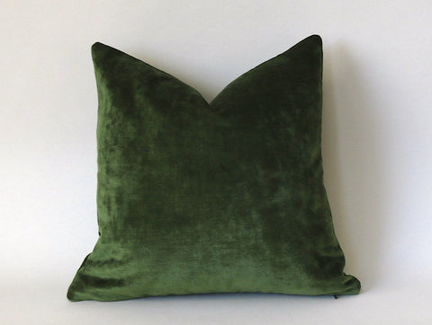 Dark Green Euro Sham or Accent sizes / Green Velvet 24x24 / 26x26 Pillow Cover / Solid Green Euro Sham / Green Bed Pillow case - Annabel Bleu