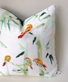Chinoiserie Pillow / Aqua Orange 20x20 / 20x20 Cushion Cover / 20x20 Bamboo Pillow Cover / Green 20x20 Aqua / 20x20 Sofa Pillow Cover - Annabel Bleu