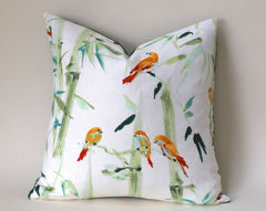 Mandarin Birds + Bamboo Pillow Cover / Available in 10 Sizes