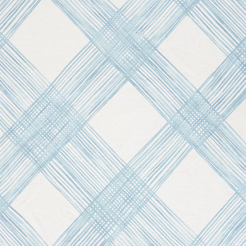 Pastel Blue Plaid Fabric, Wallpaper and Home Decor