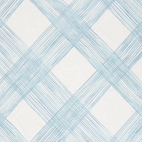 Checked Plaid Schumacher Fabric / 54" wide Fabric / Light Blue fabric by the yard / Home Decor Fabric / Blue Schumacher Lattice - Annabel Bleu