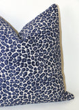 Navy Leopard Pillow Cover / Indigo Chenille Leopard: Available in 10 Sizes - Annabel Bleu