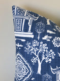 Navy Blue White Pagoda Pillow Sham / Chinoiserie Pillow Cover - Annabel Bleu