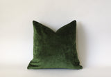 Dark Green Lumbar Pillow / Green Velvet Zipper Pillow Cover / Solid Green Velvet / Dark Green Pillow / Green Lumbar Pillow Cover - Annabel Bleu