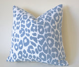 Iconic Leopard Sky Pillow Cover / Schumacher Sky Leopard Cushion Cover / Indoor or Outdoor Pillow Cover - Annabel Bleu