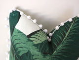 Banana Leaf pillow cover / Linen Pillow Cover / Fringe Pillow Case 12x21 16x16 18x18 20x20 22x22 24x24 26x26 16x24 14x36 - Annabel Bleu