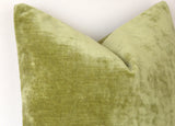 Chartreuse Green Velvet Pillow / Light Green Velvet Cushion Cover / ZIPPER Pillow Cover / Solid Green Pillow / Green Yellow Pillow Cover - Annabel Bleu