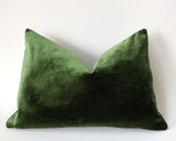 Dark Green Lumbar Pillow / Green Velvet Zipper Pillow Cover / Solid Green Velvet / Dark Green Pillow / Green Lumbar Pillow Cover - Annabel Bleu