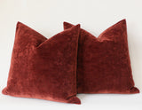 Brick Red Velvet Pillow Cover / Oxblood Pillow Cover / Southwestern Pillow / Rust Red Pillow Cover - Annabel Bleu